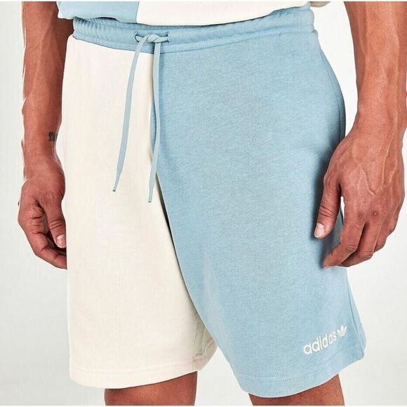 adidas Originals HJ7317 Men's Sz Large Blue/White Color Split Trefoil Shorts - Picture 10 of 11